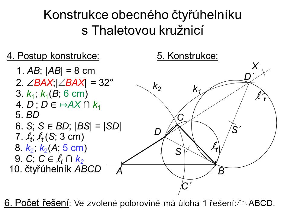 Konstrukce obecného čtyřúhelníku s Thaletovou kružnicí