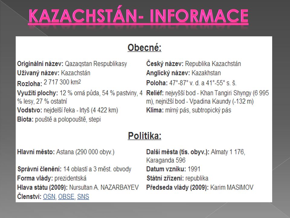 Kazachstán- informace
