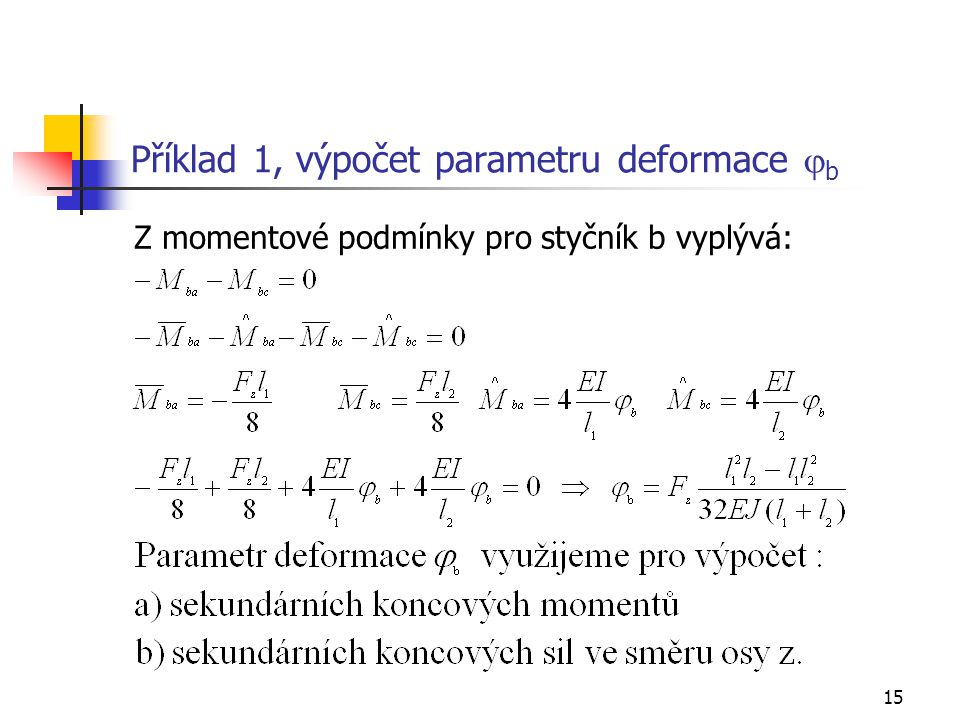 Příklad 1, výpočet parametru deformace jb