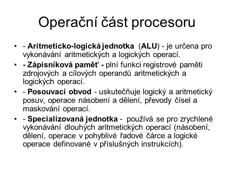 Operační část procesoru