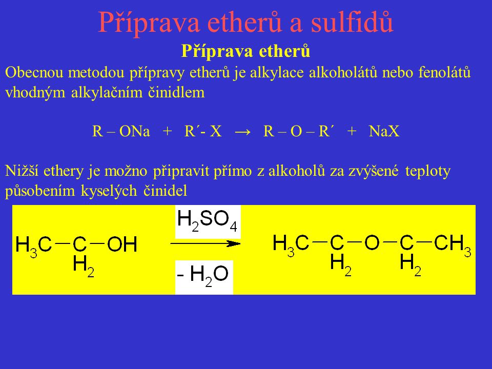 Příprava etherů a sulfidů