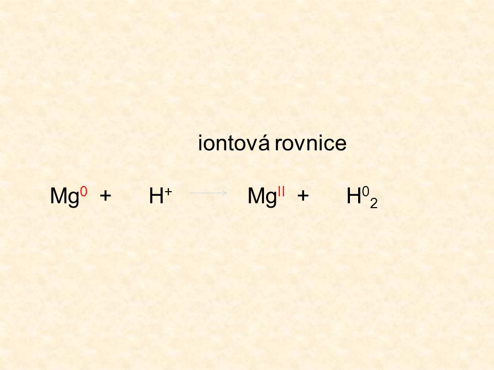 iontová rovnice Mg0 + H+ MgII + H02