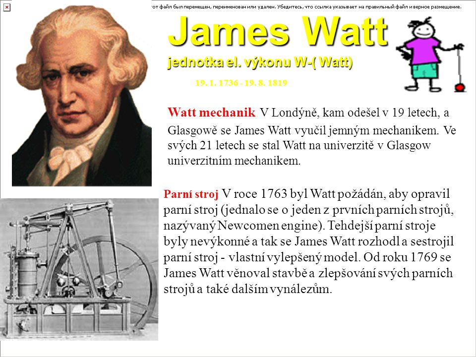 James Watt jednotka el. výkonu W-( Watt)