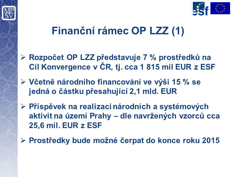 Finanční rámec OP LZZ (1)