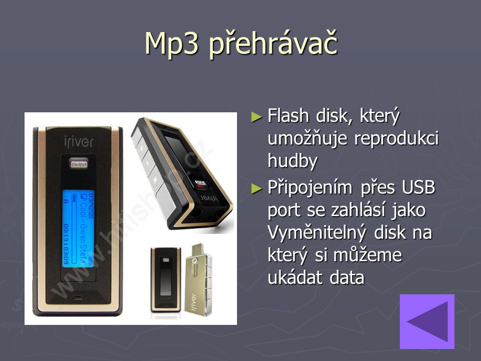 Mp3 přehrávač Flash disk, který umožňuje reprodukci hudby