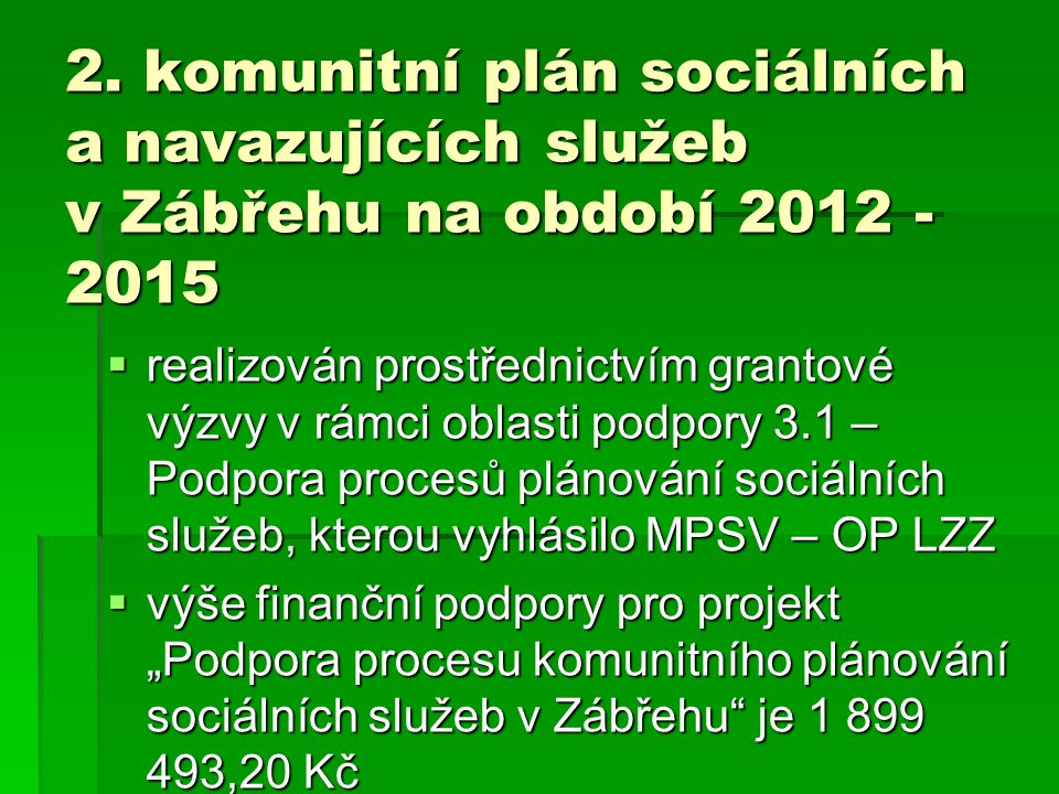 2. komunitní plán sociálních a navazujících služeb v Zábřehu na období