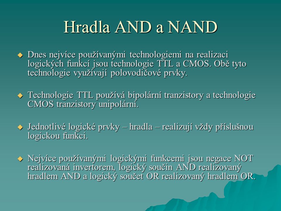 Hradla AND a NAND