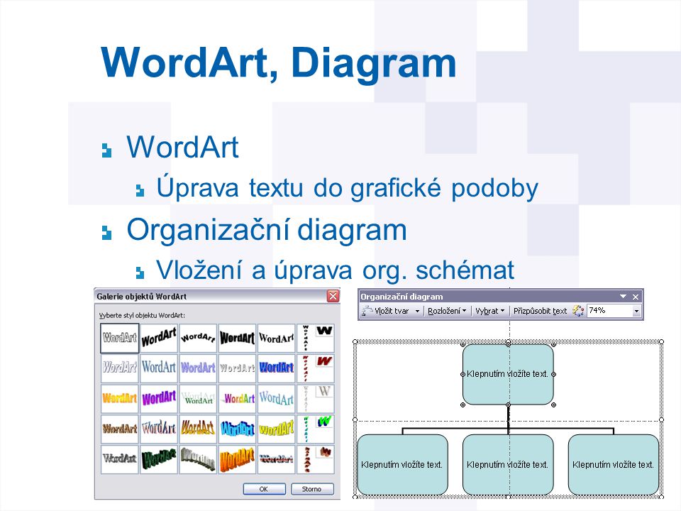 WordArt, Diagram WordArt Organizační diagram