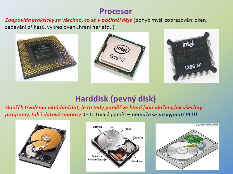 Procesor Harddisk (pevný disk)