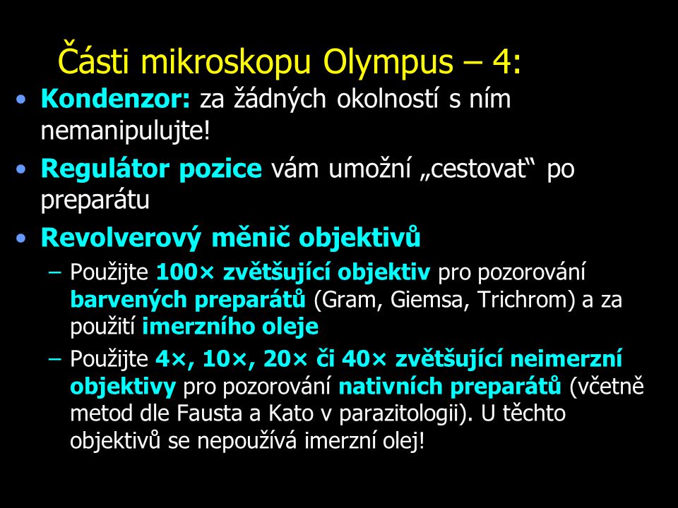 Části mikroskopu Olympus – 4:
