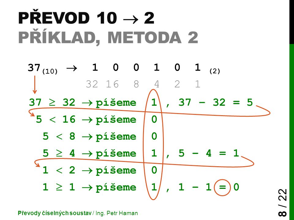Převod 10  2 příklad, metoda 2