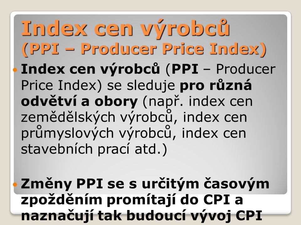 Index cen výrobců (PPI – Producer Price Index)