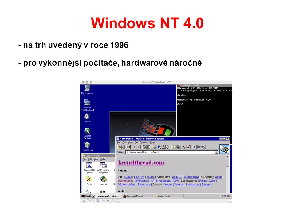 Windows NT na trh uvedený v roce 1996