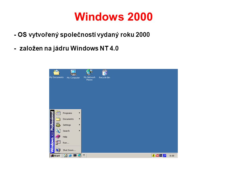 Windows OS vytvořený společností vydaný roku 2000