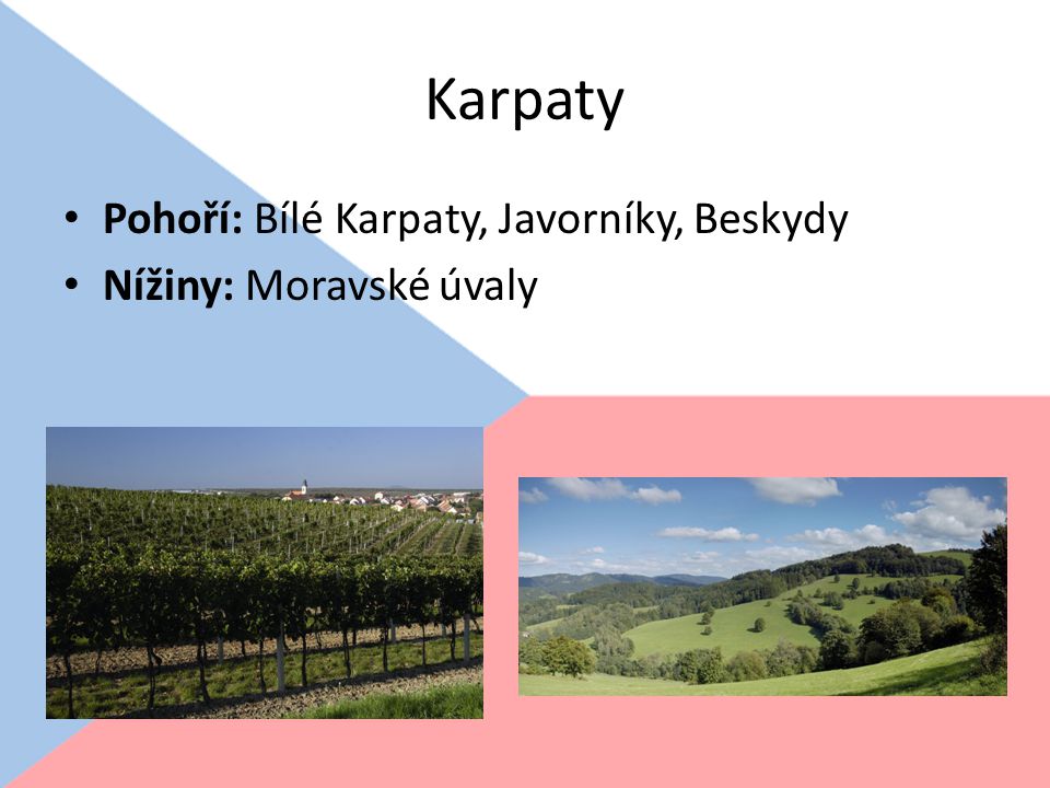 Karpaty Pohoří: Bílé Karpaty, Javorníky, Beskydy