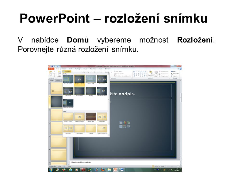 PowerPoint – rozložení snímku