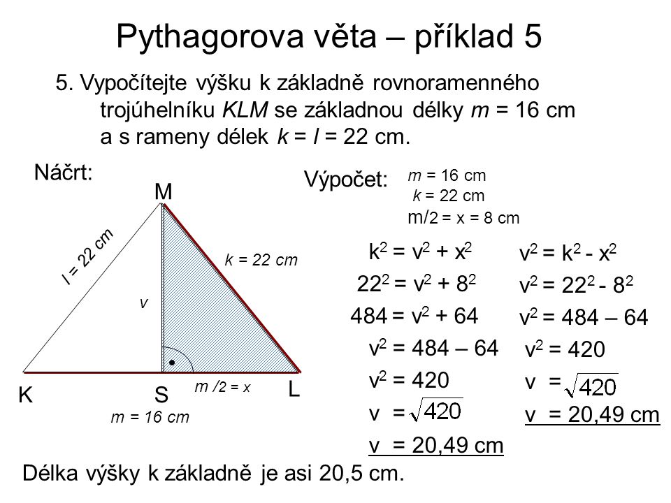 Pythagorova věta – příklad 5