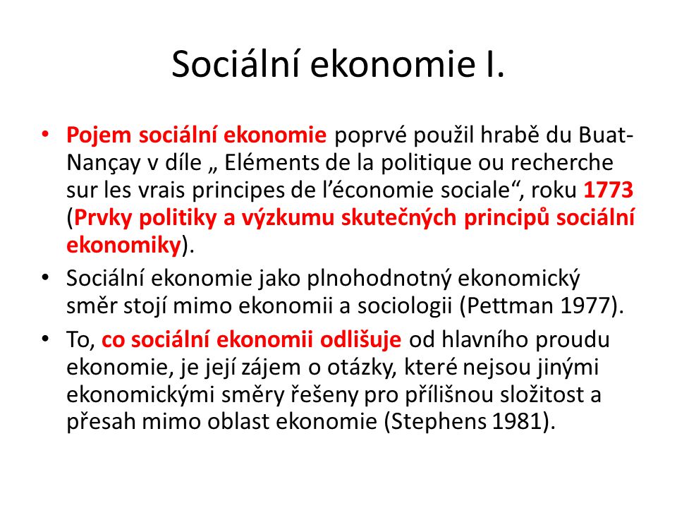 Sociální ekonomie I.