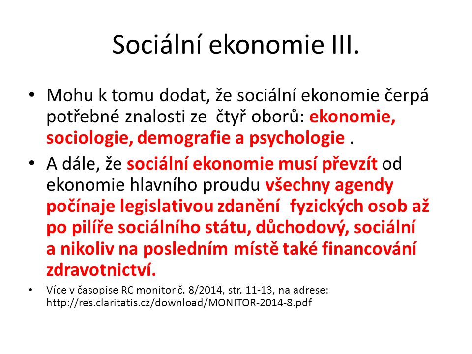 Sociální ekonomie III.
