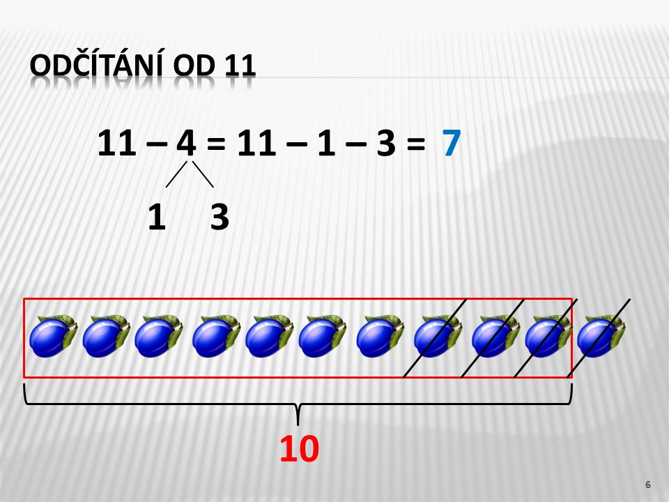 Odčítání od – 4 = 11 – 1 – 3 =