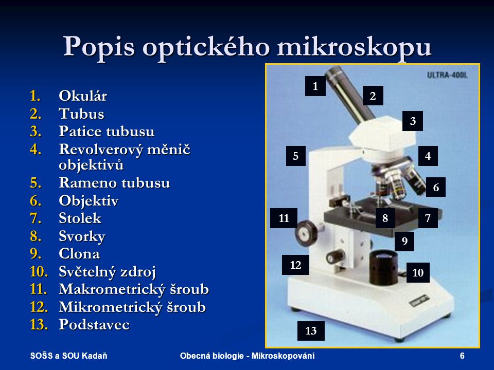 Popis optického mikroskopu