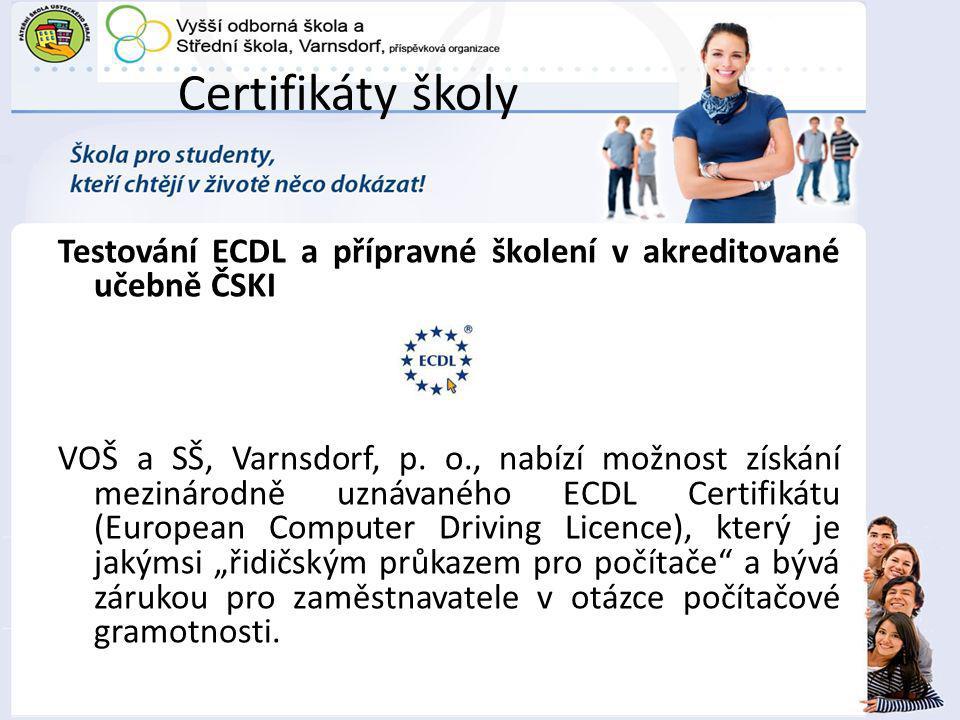 Certifikáty školy