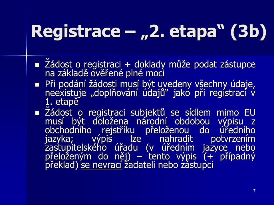 Registrace – „2. etapa (3b)