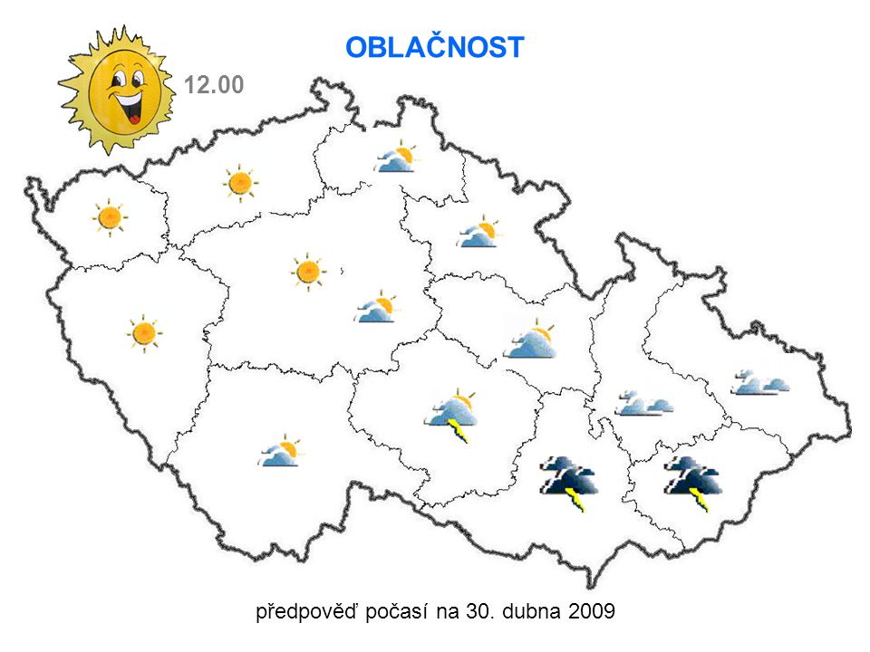 předpověď počasí na 30. dubna 2009