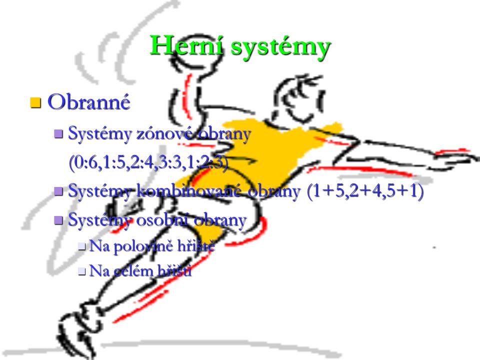 Herní systémy Obranné Systémy zónové obrany (0:6,1:5,2:4,3:3,1:2:3)