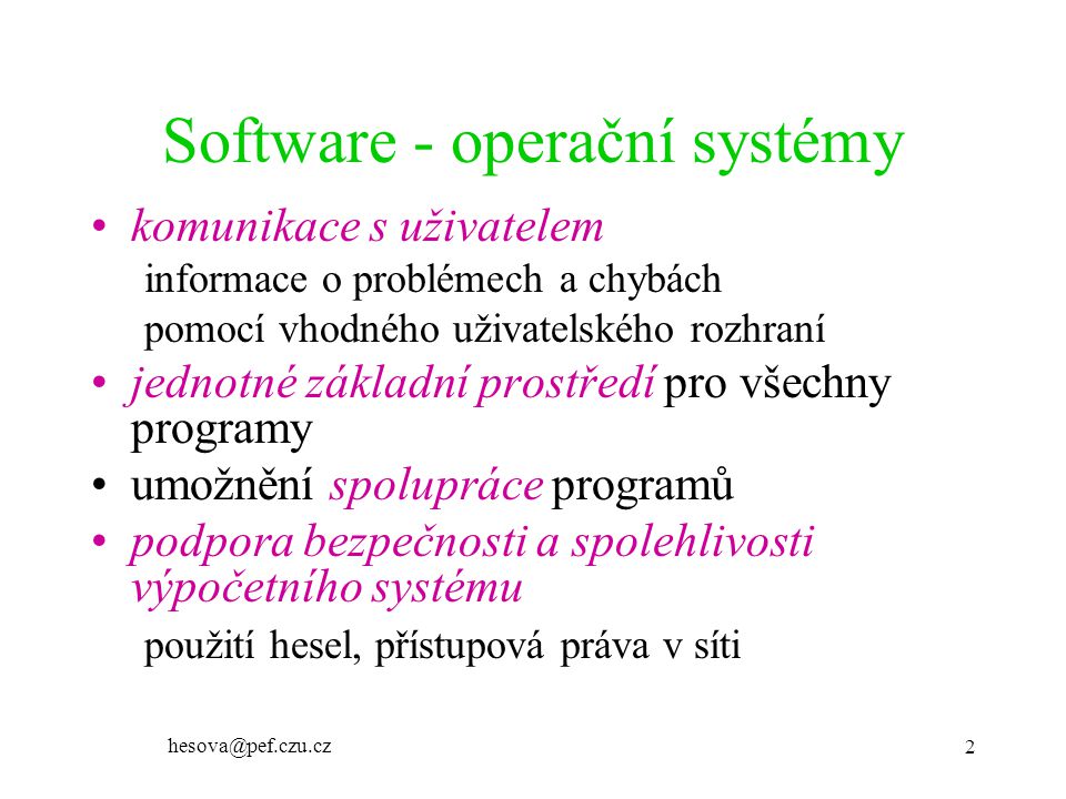 Software - operační systémy