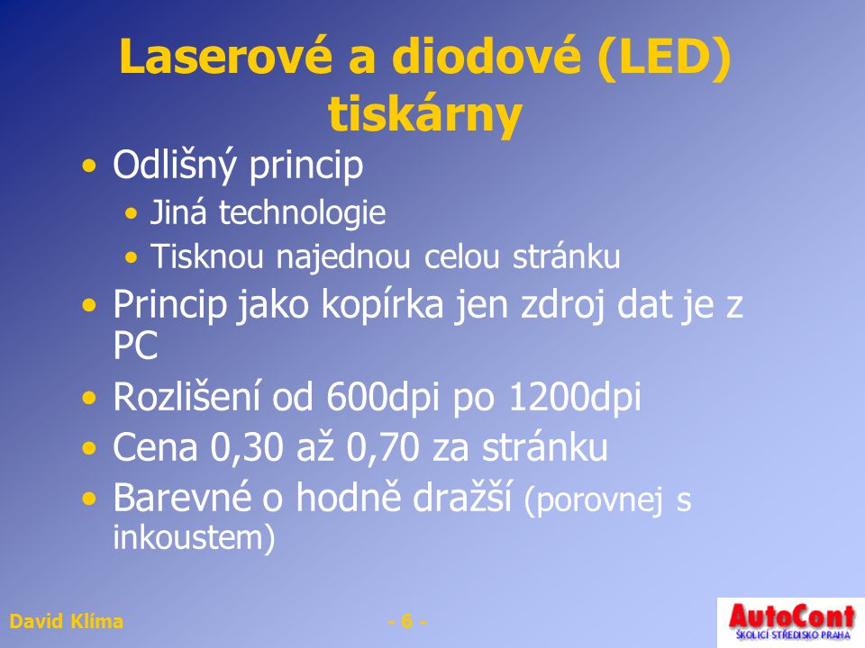 Laserové a diodové (LED) tiskárny