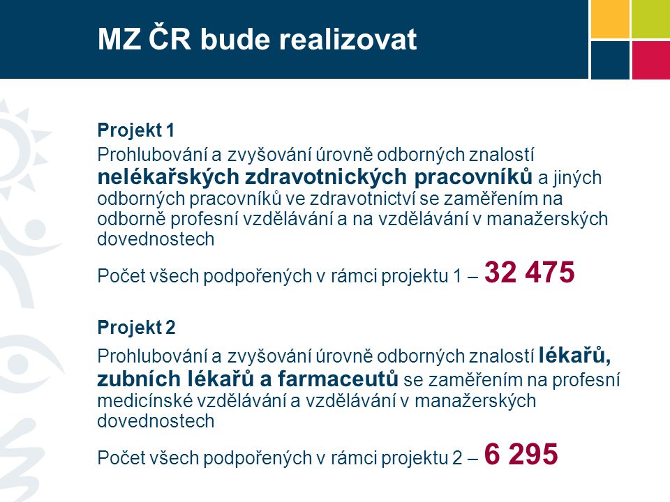 MZ ČR bude realizovat Projekt 1