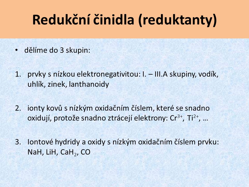 Redukční činidla (reduktanty)