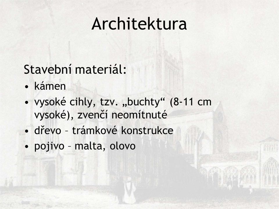 Architektura Stavební materiál: kámen