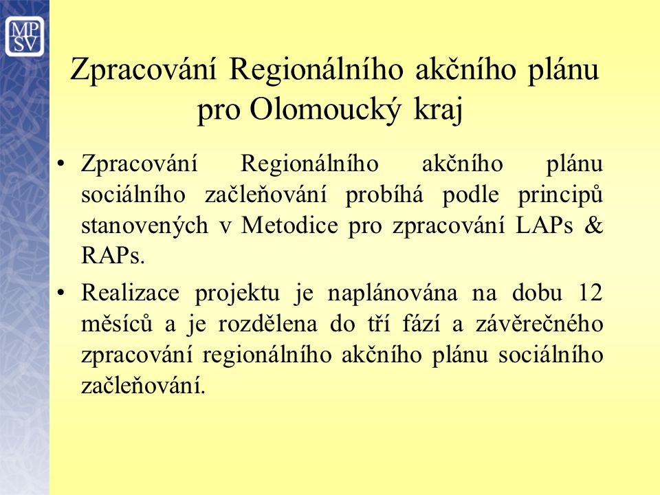 Zpracování Regionálního akčního plánu pro Olomoucký kraj