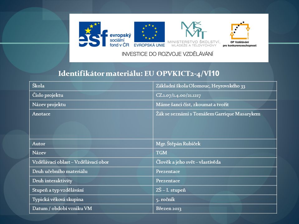 Identifikátor materiálu: EU OPVKICT2-4/Vl10