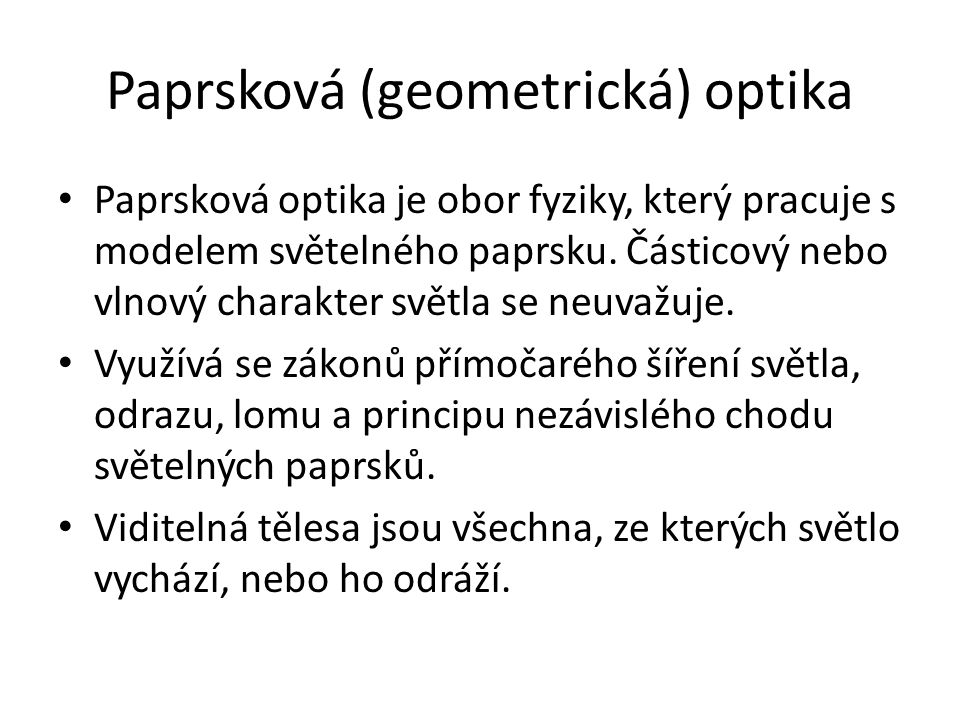 Paprsková (geometrická) optika