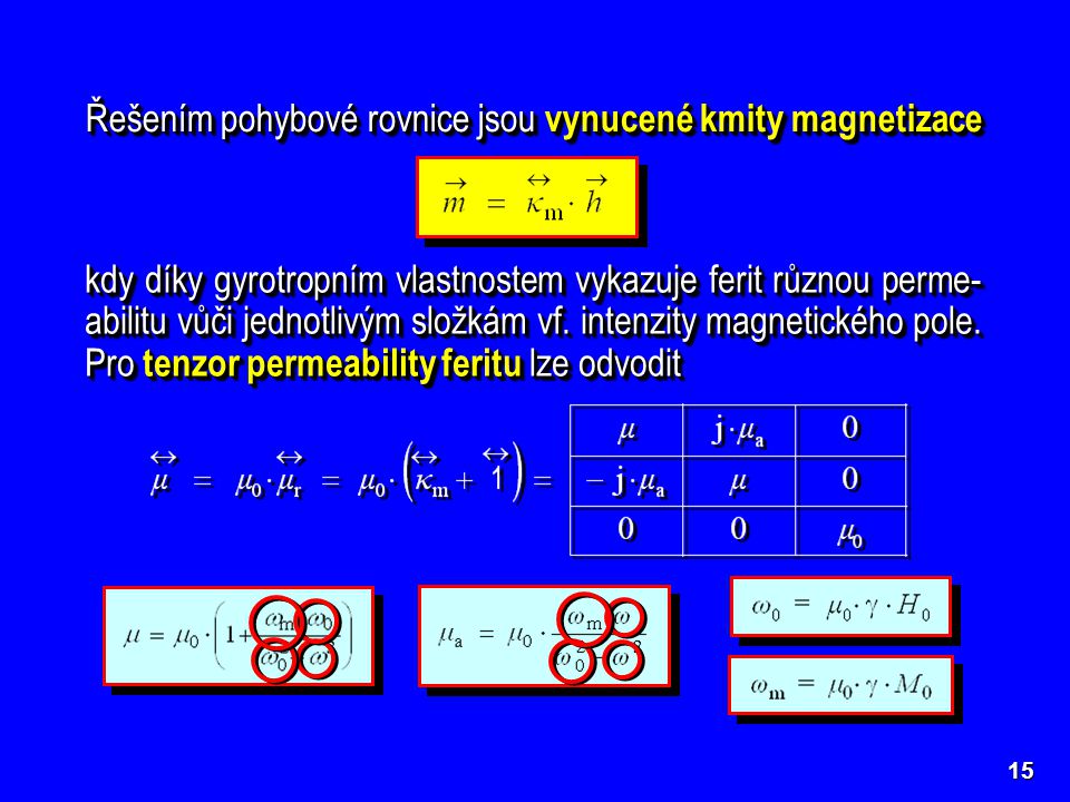 Řešením pohybové rovnice jsou vynucené kmity magnetizace