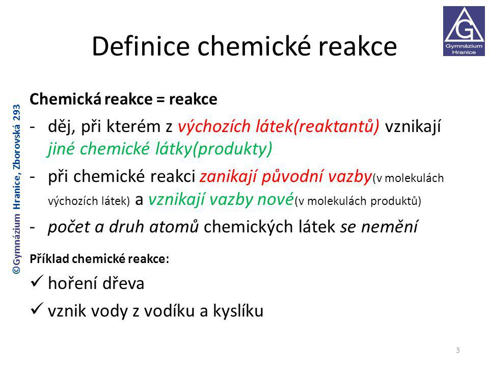 Definice chemické reakce