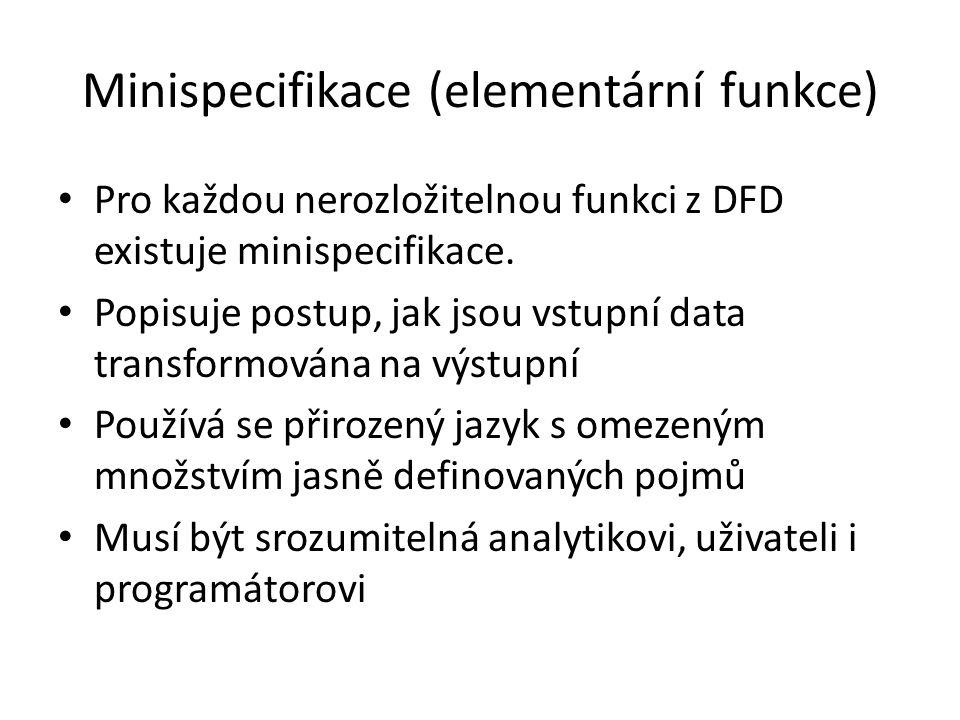 Minispecifikace (elementární funkce)