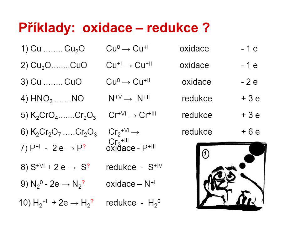Příklady: oxidace – redukce