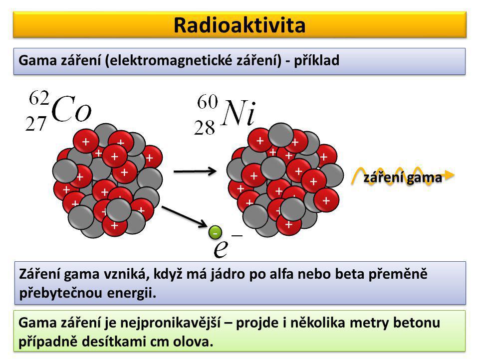 Radioaktivita Gama záření (elektromagnetické záření) - příklad