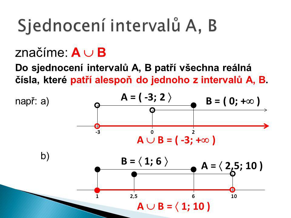 Sjednocení intervalů A, B