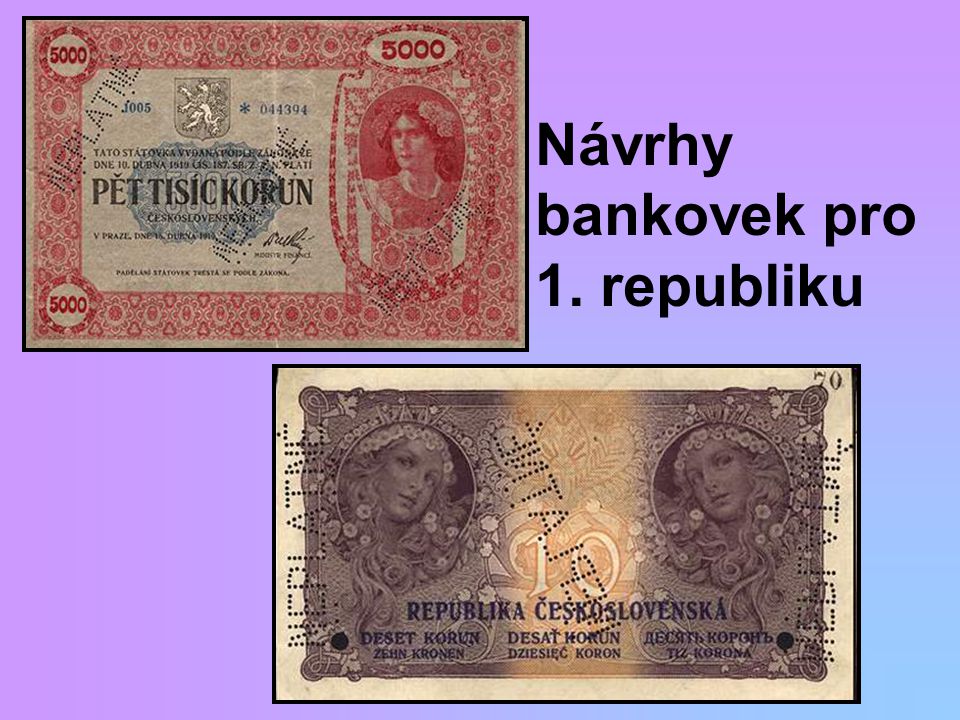 Návrhy bankovek pro 1. republiku