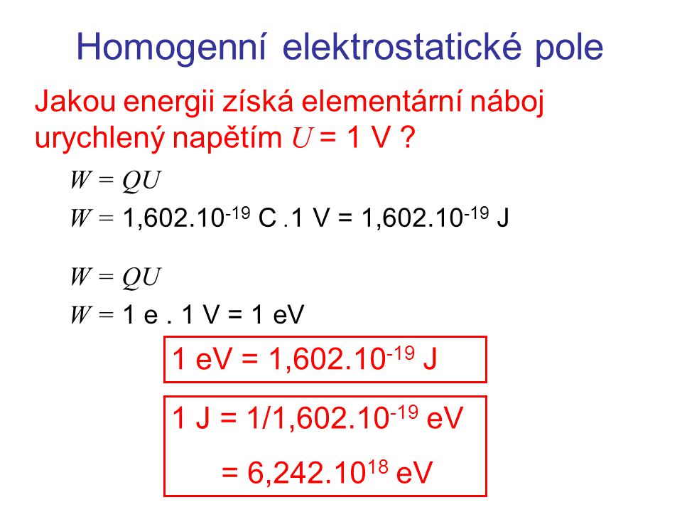 Homogenní elektrostatické pole