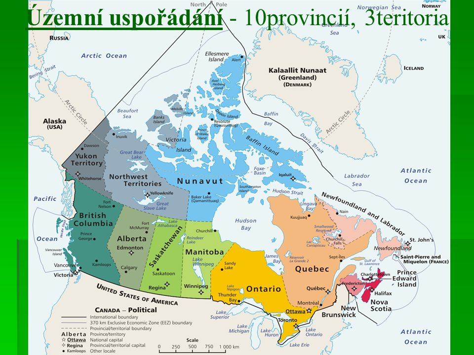 Územní uspořádání - 10provincií, 3teritoria
