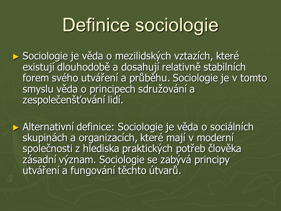 Definice sociologie