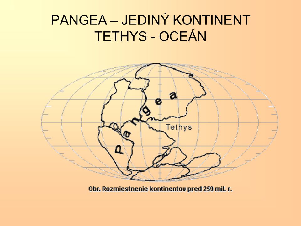 PANGEA – JEDINÝ KONTINENT TETHYS - OCEÁN