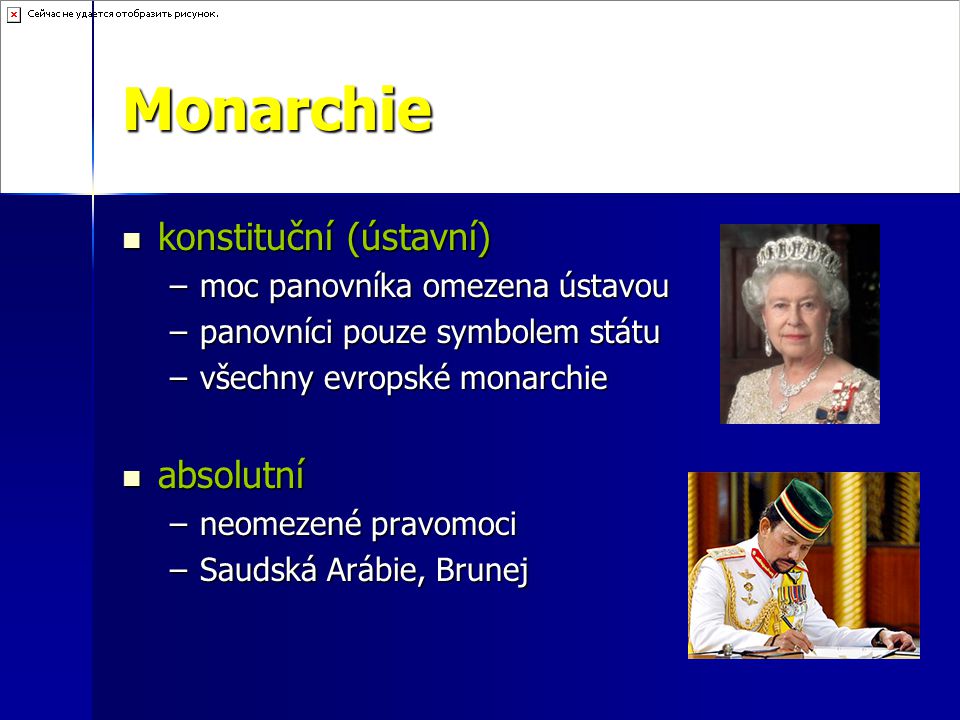 Monarchie konstituční (ústavní) absolutní