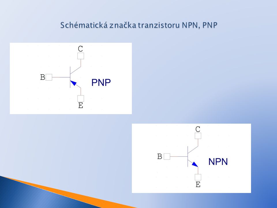 Schématická značka tranzistoru NPN, PNP